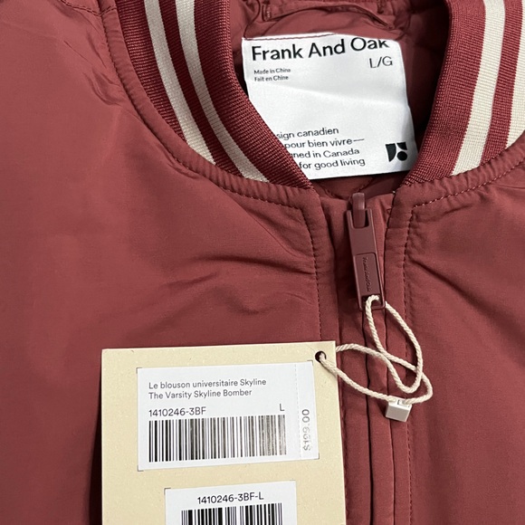 NWT - Frank & Oak Men's Reversible The Varsity Skyline Bomber Jacket - Size L - Picture 15 of 16